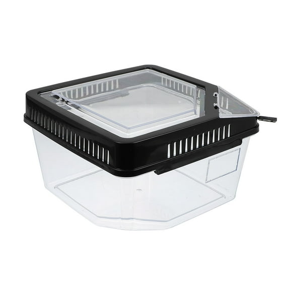 Luxshiny Black Plastic Reptile Breeding Box with Ventilation for Turtle Snake Spider Habitat