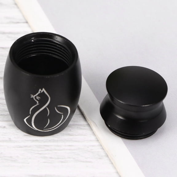 Luxshiny Premium Black Stainless Steel Pet Urn with Cat Design and Secure Unscrew Lid for Memorial Keepsake