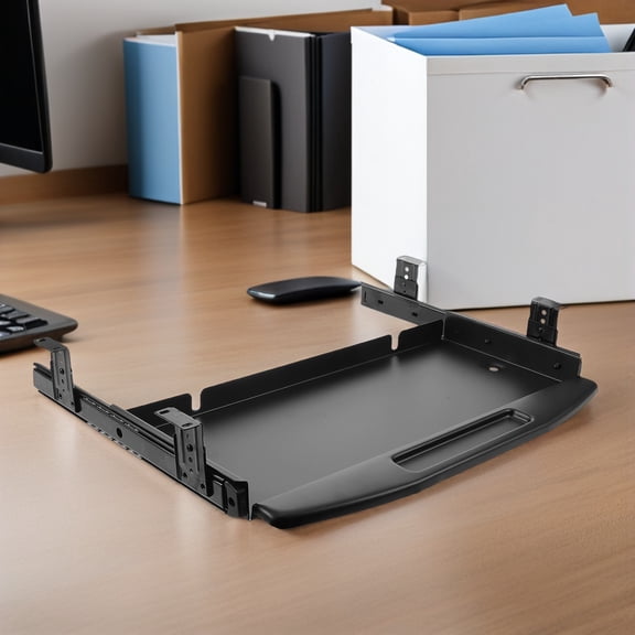 Luxshiny Black Under Desk Keyboard Tray Slide Out Platform with Wrist Support for Office