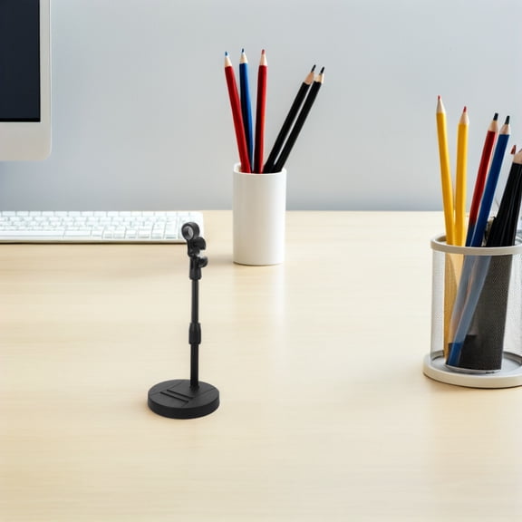 Luxshiny Black Universal Microphone Stand with Heavy Duty Round Base for Professional Recording