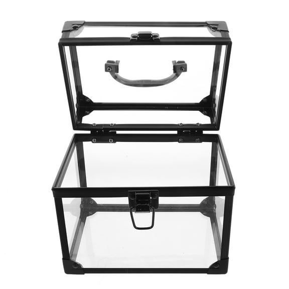 Luxshiny Black Vinyl Record Storage Box with Transparent Design for Home Disc and Cd Storage