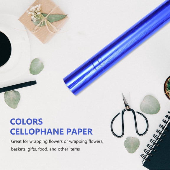 Luxshiny Blue Cellophane Wrap Film Made of Durable Opp Material for Flower Wrapping and Decoration