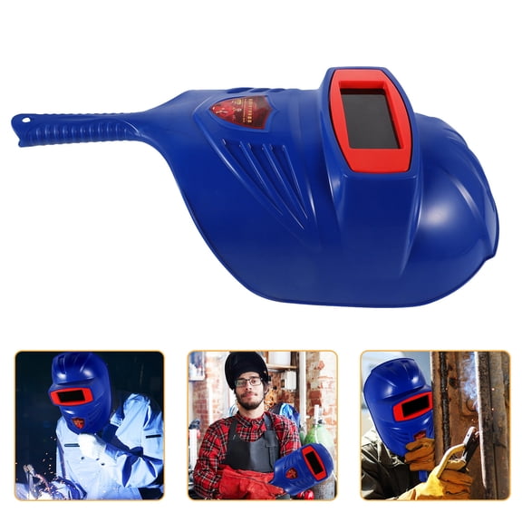 Luxshiny Blue Plastic Welding Face Mask with Handle Sturdy Reusable Handheld Shield for Electric Welding Protection