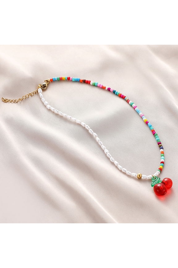 Holiday Style Beaded Necklace Minimalist Design Plastic Choker For Women 1Set