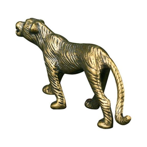 Luxshiny Brass Animal Statues Leopard Shaped Ornament Vintage Decoration for Office 1Pack