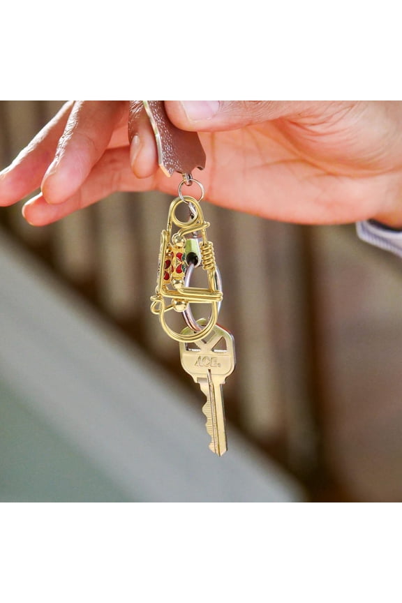 Brass Keychain Hook Heavy Duty Metal Carabiner Keychain for Organizing Keys in Golden Finish