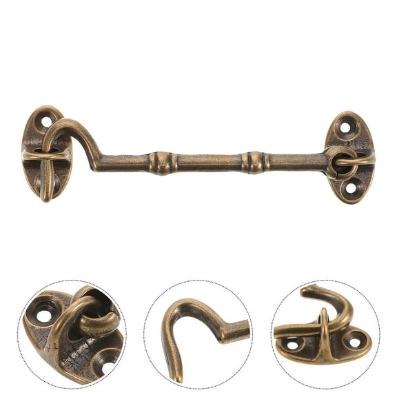 Luxshiny Brass Rotating Door Latch with Sturdy Brown Hook Lock and Easy Install Screws for Secure Closure