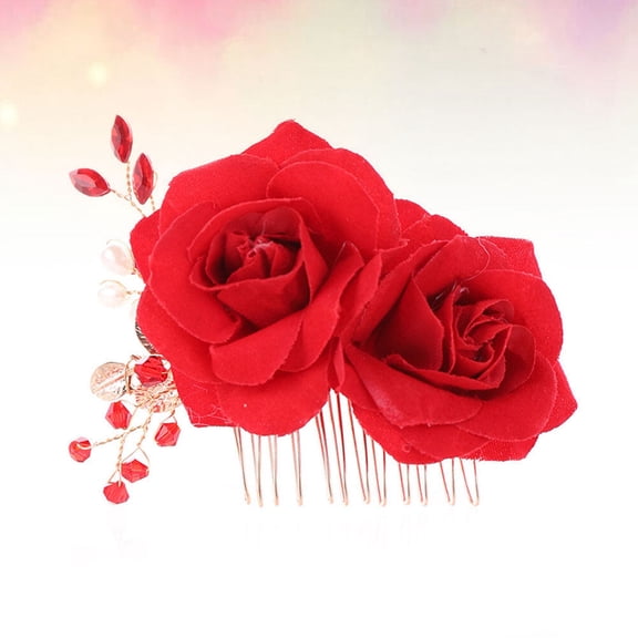 Luxshiny Bridal Hair Accessory Rose Flower Head Piece Hair Ornament for Women Wedding 1Pcs