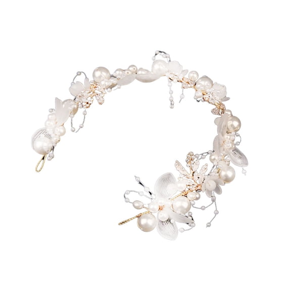 Luxshiny Hair Jewelry for Wedding White Crown 1Set