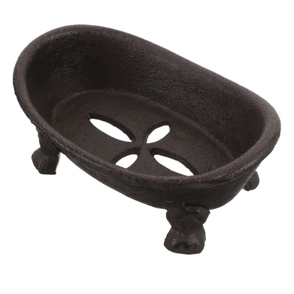 Luxshiny Brown Cast Iron Soap Holder with Ornamental Bathtub Shape for Bathroom Decor