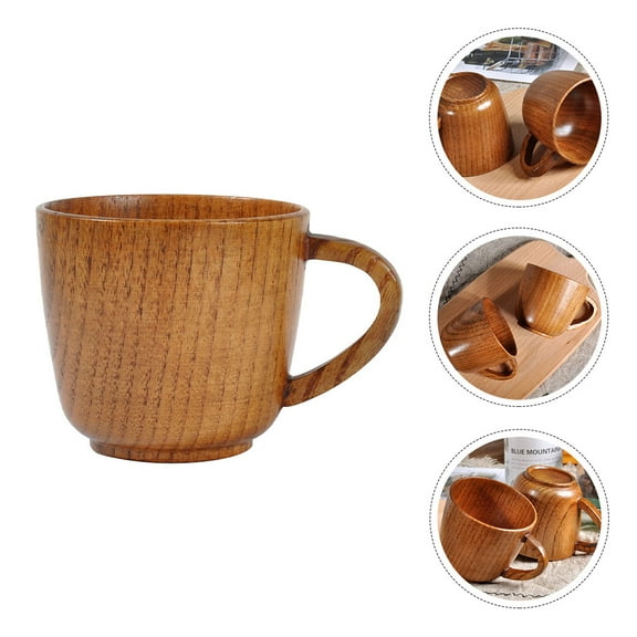 Luxshiny Brown Plastic Wooden Tea Mug Coffee Cup Juice Cup for Home Use Creative Design 12 oz