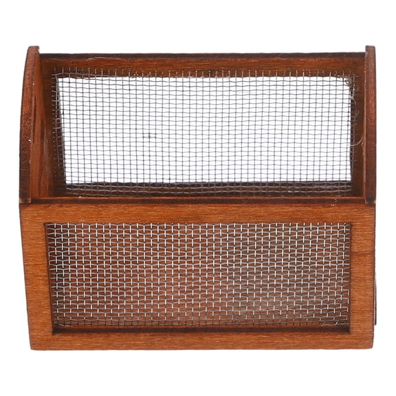 Luxshiny Dollhouse Miniature Basket Mini Storage Basket Wood Brown 1Pcs