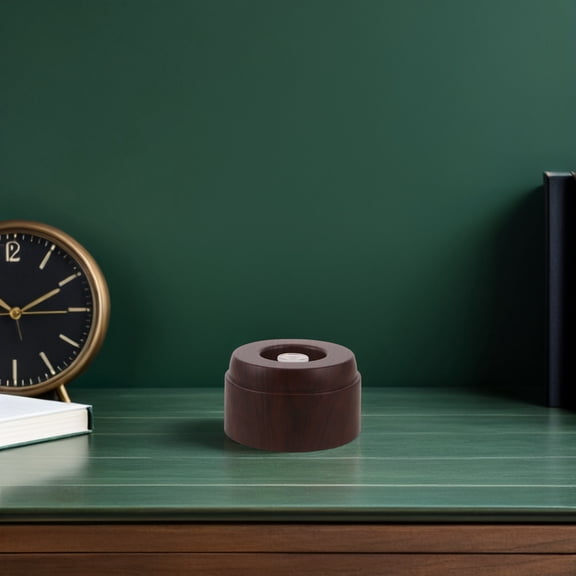 Luxshiny Brown Wood Grain LED Light Base for Crystal Sphere Display with USB Convenience