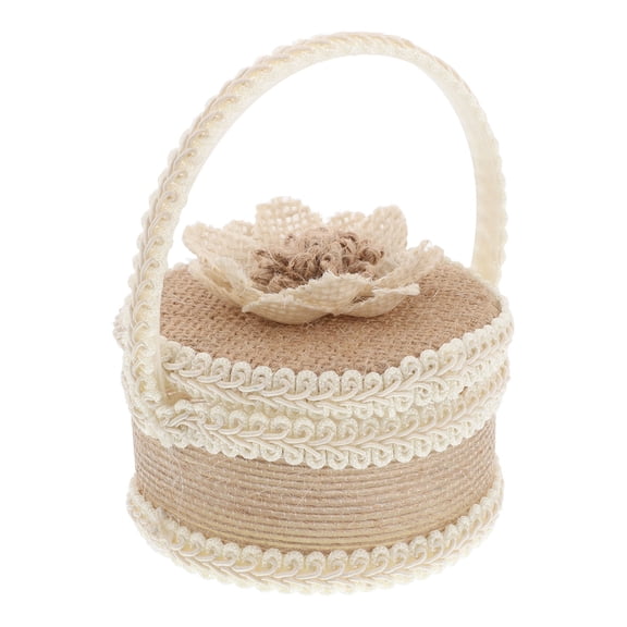 Luxshiny Rustic Jute Wedding Ring Box with Floral Accents Ideal for Ring Bearer and Wedding Decor