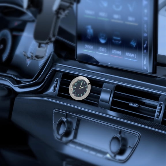 Luxshiny Car Clock Time Display Silver Round Easy Installation Great For Office Workers 1Set