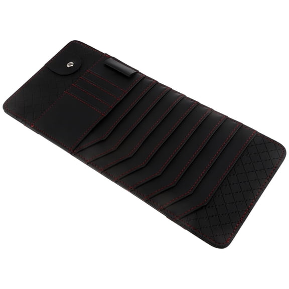 Luxshiny Universal Black Car Sun Visor Organizer with CD Storage Sleeves and Sunglasses Holder Clip