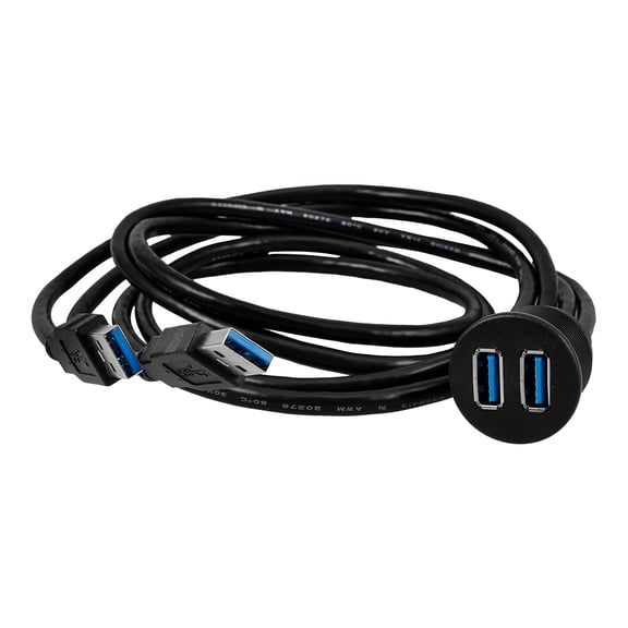 Luxshiny Car USB 3.0 Panel Mount Port Black Dual Cable for High Speed Vehicle Connectivity