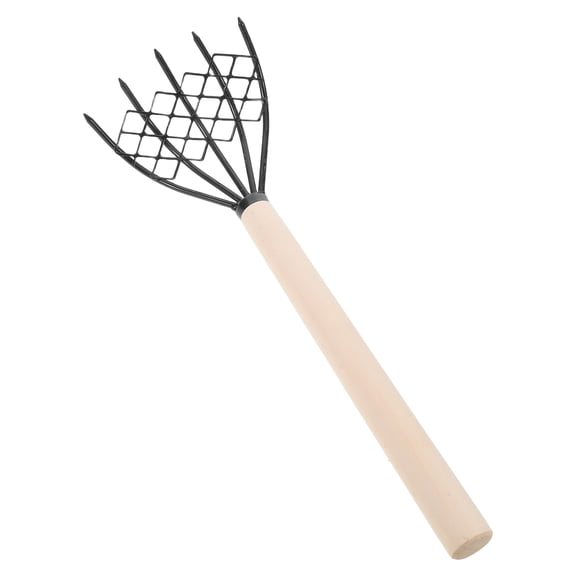 Luxshiny Carbon Steel Hand Rake for Clamming with Wooden Handle and Mesh Screen for Shellfish Collection