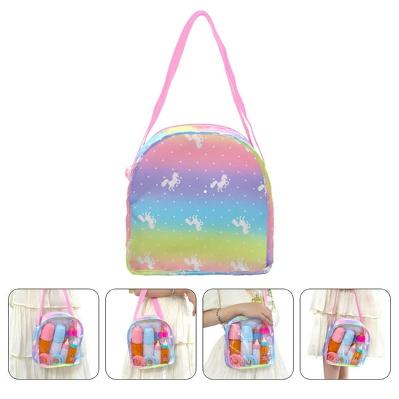 Luxshiny Cartoon Doll Storage Organizer with Multi-Compartment Cloth Case, Compact and Portable Doll Accessories Storage Set