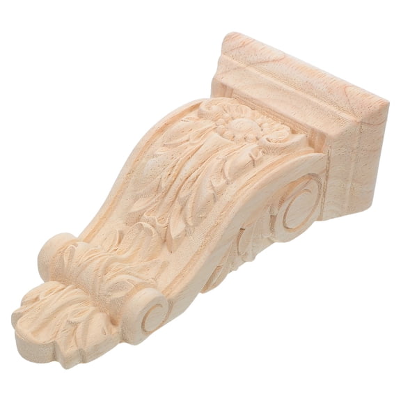 Luxshiny Khaki Wood Carved Corbel Decorative Onlays with Mortise and Tenon for Home Architectural Support