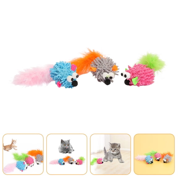 Luxshiny Cat Toys Set 3Pcs Mice Toys for Cats Fleece Promote Exercise Indoor Playtime
