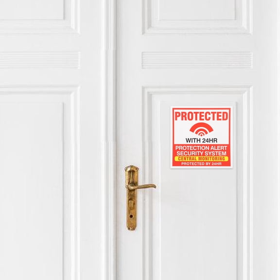 Luxshiny Central Monitoring Security Sticker Red Visible Warning Decal for Home Security