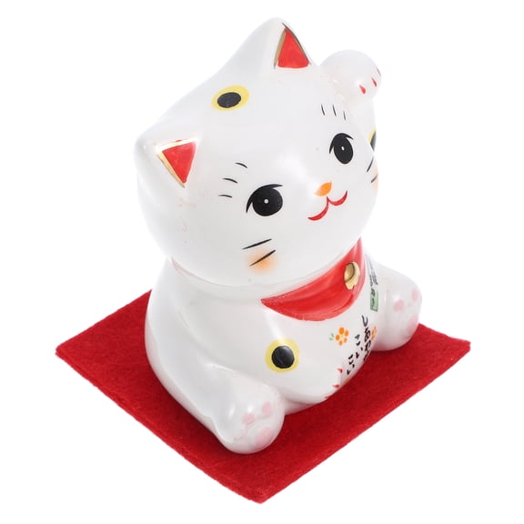 Luxshiny Ceramic Cat Decor White Stylish Ornament for Desktop and TV Cabinet Decoration 1Pc
