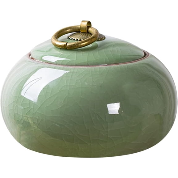Luxshiny Ceramic Jars Vintage Chinese Style Storage Jars Ceramic Tea Canister Candy Jar Tea Jar Kitchen Canister Coffee Tea Sugar Container Light Green