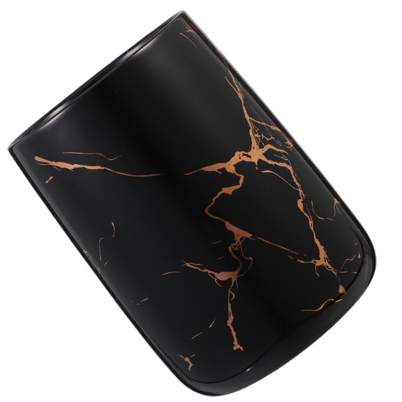 Luxshiny Ceramic Toothbrush Holder Black Marbling Pattern Modern Design for Bathroom Accessories 1Set