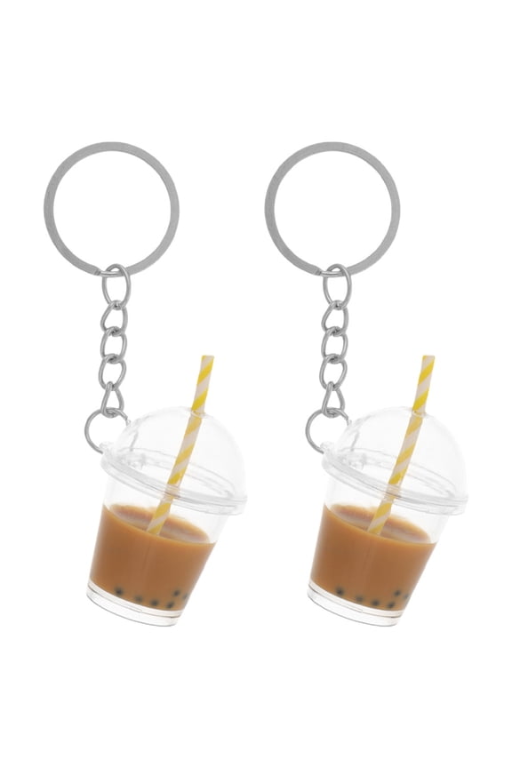 Cute Chocolate Tea Cup Keychain Bag Charm 2pcs Portable Iron Acrylic Aesthetic Design for Keys