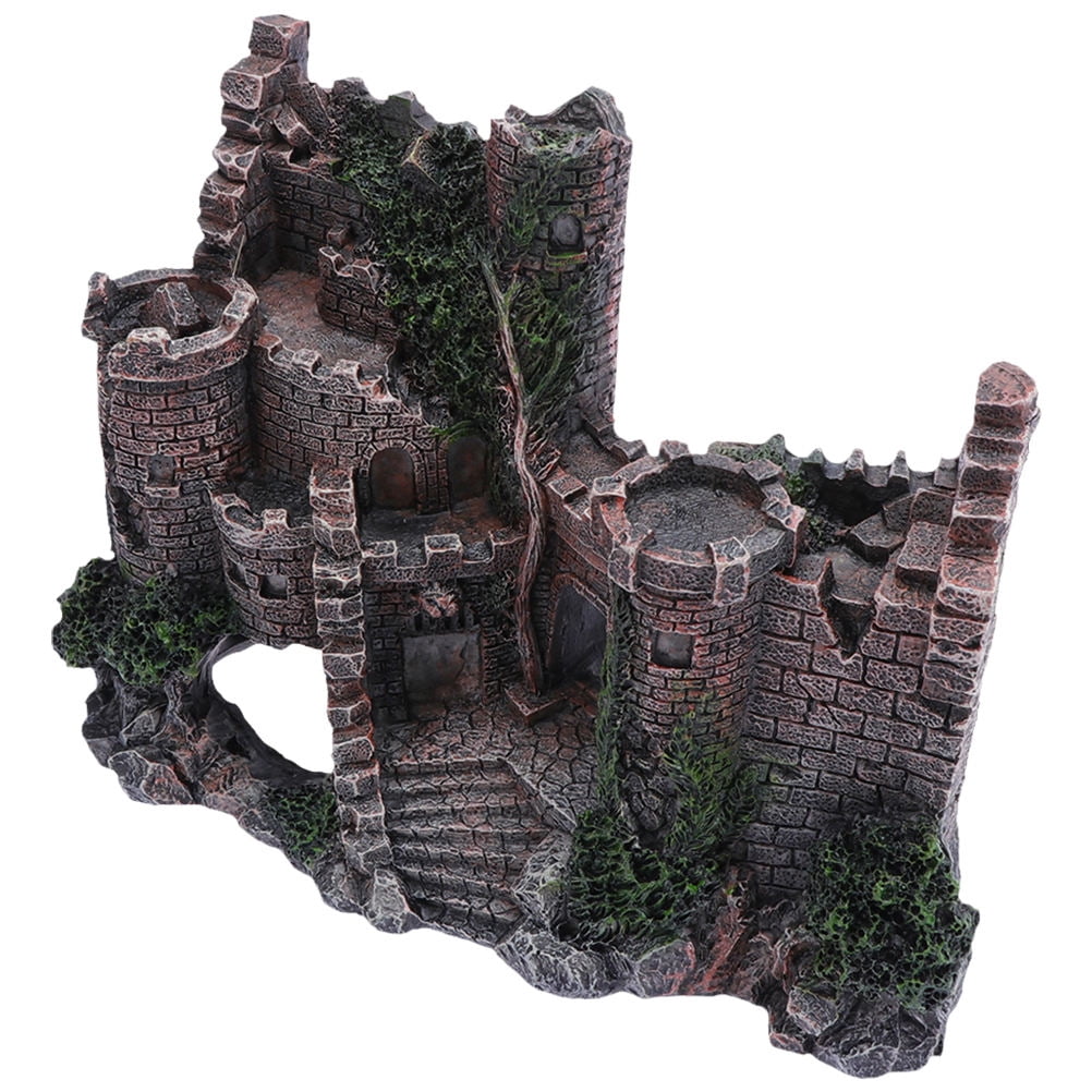 Luxshiny Chocolate Resin Castle Fish Tank Decoration Realistic ...