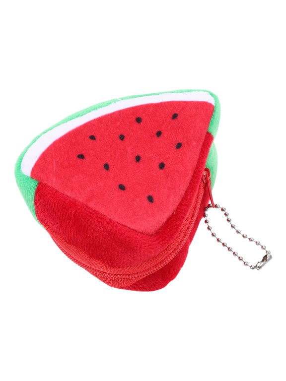 Red Plush Watermelon Purse Small Wallet for and Keys