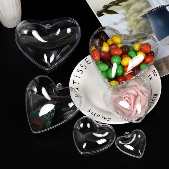 Luxshiny Clear Heart Shaped Fillable Ornaments 12 Pieces for Christmas Tree Decoration and Party Supplies