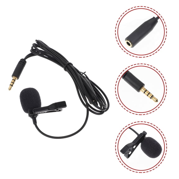 Luxshiny Black Portable Clip on Lapel Microphone with Sturdy Clip for Phone Interview Recording