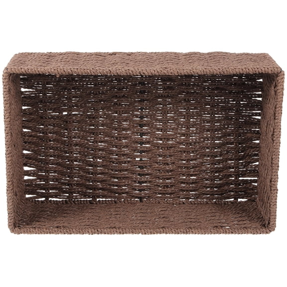Luxshiny Coffee Color Woven Paper Rope Basket Multipurpose Storage Organizer for Closet, Utility Room, and Home Use