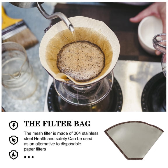 Luxshiny Reusable Coffee Filter Cone Coffee Filter Screen Stainless Steel for Travel Brewing 1Pcs