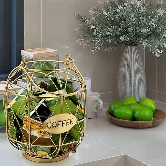 Luxshiny Golden Iron Coffee Pod Holder Organizer for Kitchen Countertop Capsule Storage Stand