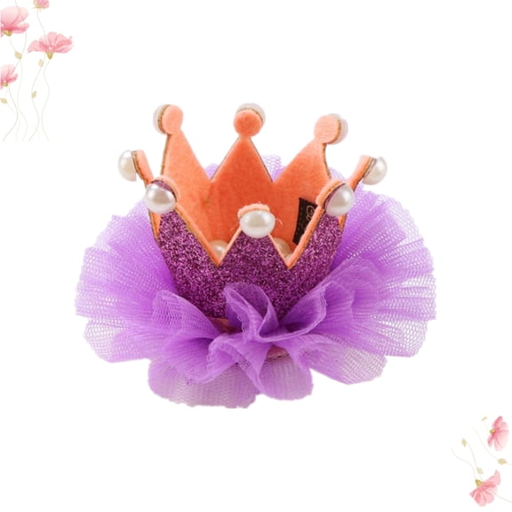 Luxshiny Comfortable Violet Pet Party Hat Crown Shaped Mesh Design for Dog and Cat Celebrations