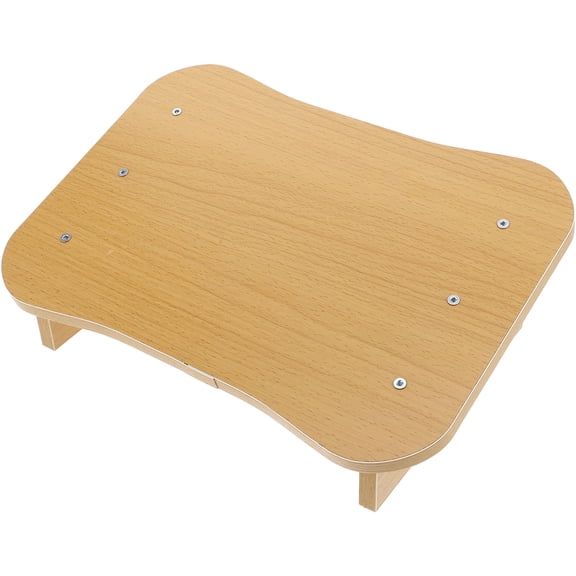 Luxshiny Compact Beige Wood Footrest Stool for Office Desk Chair Nonslip Step Stool with Comfortable Cushion