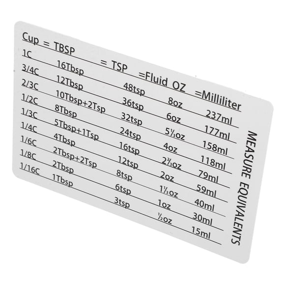 Luxshiny Compact Black PVC Kitchen Conversion Chart Magnet Baking Measurement Equivalents 4 x 6 Inches