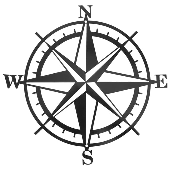 Luxshiny Compass Wall Decor Iron Wall Hanging Decoration for Studio and Home 1Pack