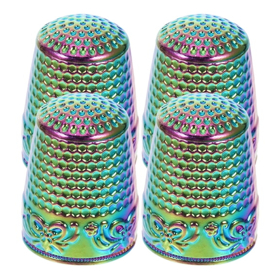 Luxshiny Copper Sewing Thimbles Multipack for DIY Projects AntiSlip Design Multi Color Durable 4pcs