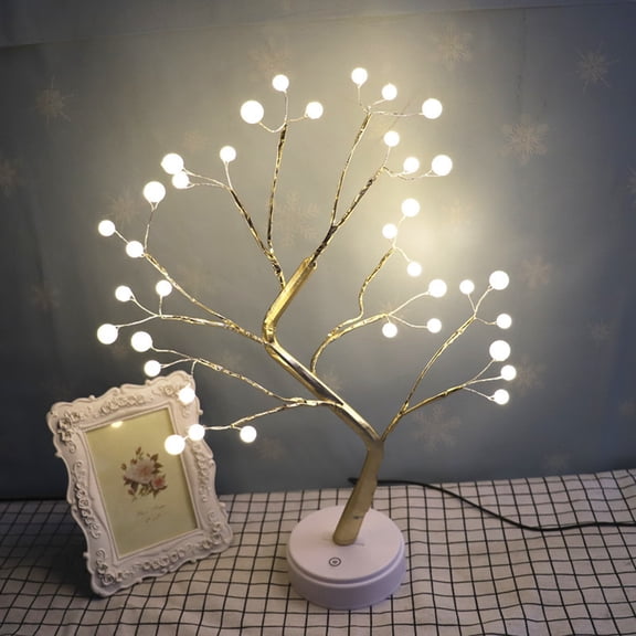 Luxshiny LED Solar Tree Light Copper Wire for Outdoor Garden Lawn Decoration Waterproof Golden