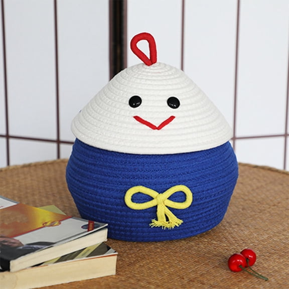 Luxshiny Cotton Rope Multipurpose Basket with Lid for Desktop Sundries Storage in Assorted Colors