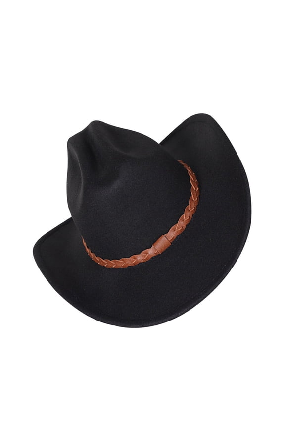 Western Hats for Women Cowboy Hat Black Worsted 1Pcs Cosplay Party