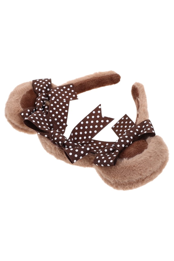 Bear Costume Headband Fuzzy Design for Women in Brown for Christmas 1Set
