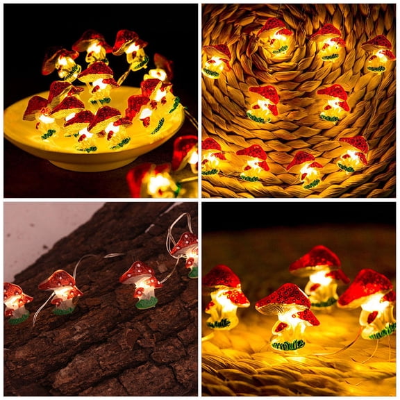 Luxshiny Creative Mushroom Atmosphere Light String for Indoor Outdoor Festival Decor