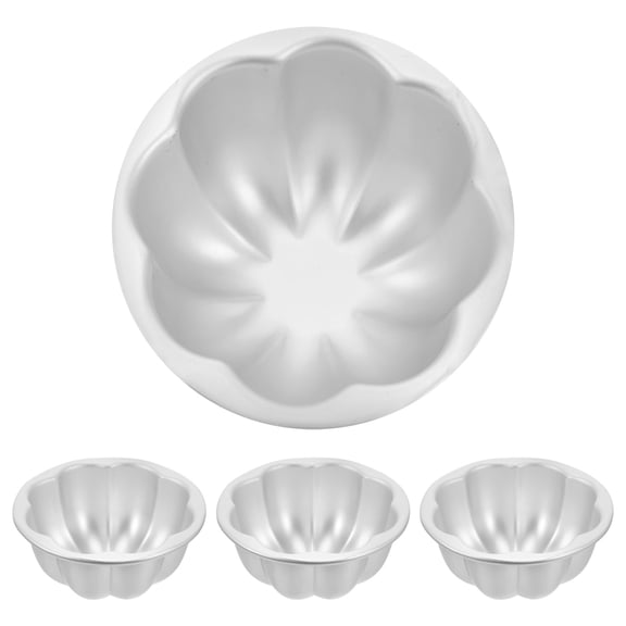 Luxshiny Creative Pumpkin Shaped Cake Molds 4pcs Aluminum Alloy NonStick Bakeware for Kitchen Use Silver 3.73 x 1.77 Inches