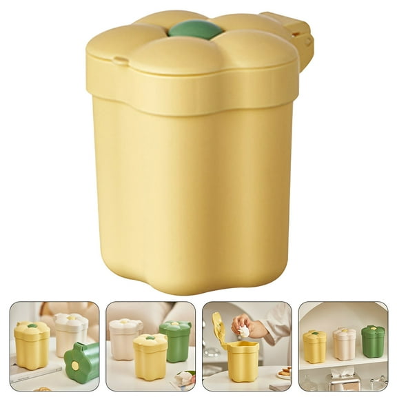 Luxshiny Square Yellow Trash Can Rubbish Bin for Office and Home Use, Design, Easy to Clean, 1 Set