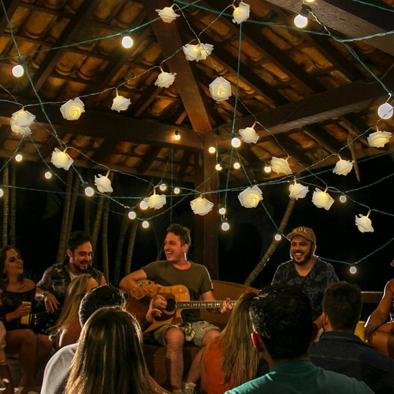 Luxshiny Creative White Flower String Lamp Indoor Light Ornament for Home Decor and Party Atmosphere